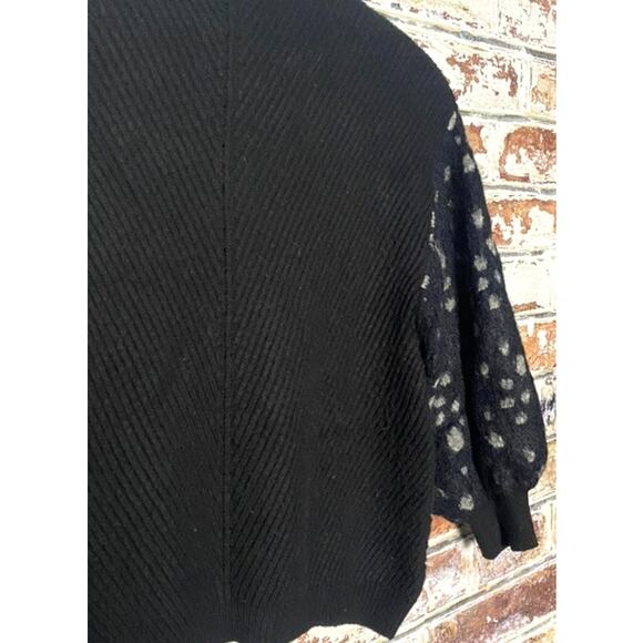 Anthropologie Knitted & Knotted Mock Neck Fuzzy Spotted Print Sleeve Sweater - Picture 9 of 14